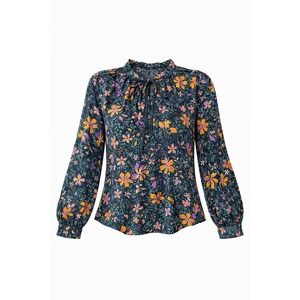 Current Air Floral Print Long Sleeve Blouse Women Size M